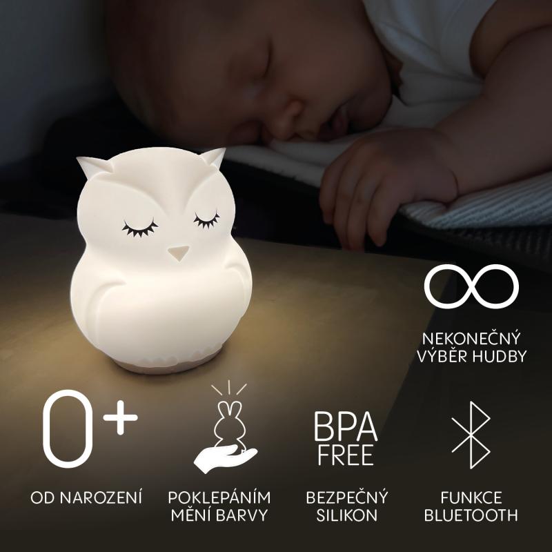 Silikónová nočná LED lampička s hudbou veľkosti L, Owl 7