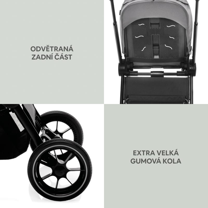 Set kočárek Move Cross 3 + hluboká korba Move XL 3 + autosedačka, Metal Grey