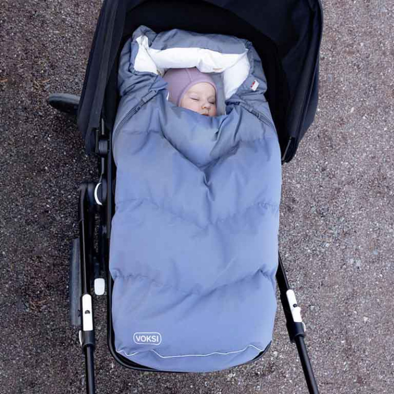 Teplý fusak Voksi Urban s perím a vlnou do kočíka, Stone Blue 5