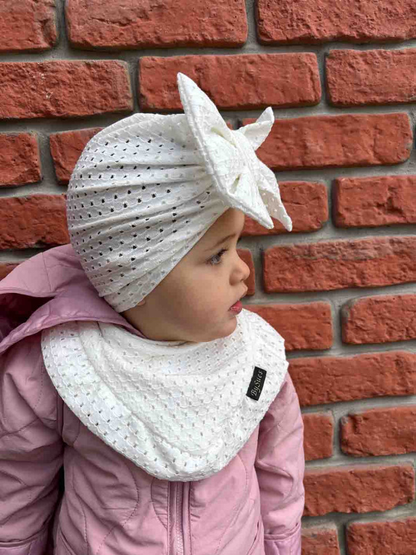 Detská čiapka / Turban s Mašľou, madeira BIELA 1