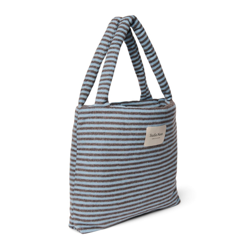 STUDIO NOOS - VLNENÁ MOM BAG | Stripy Wool l Light blue Brown 3