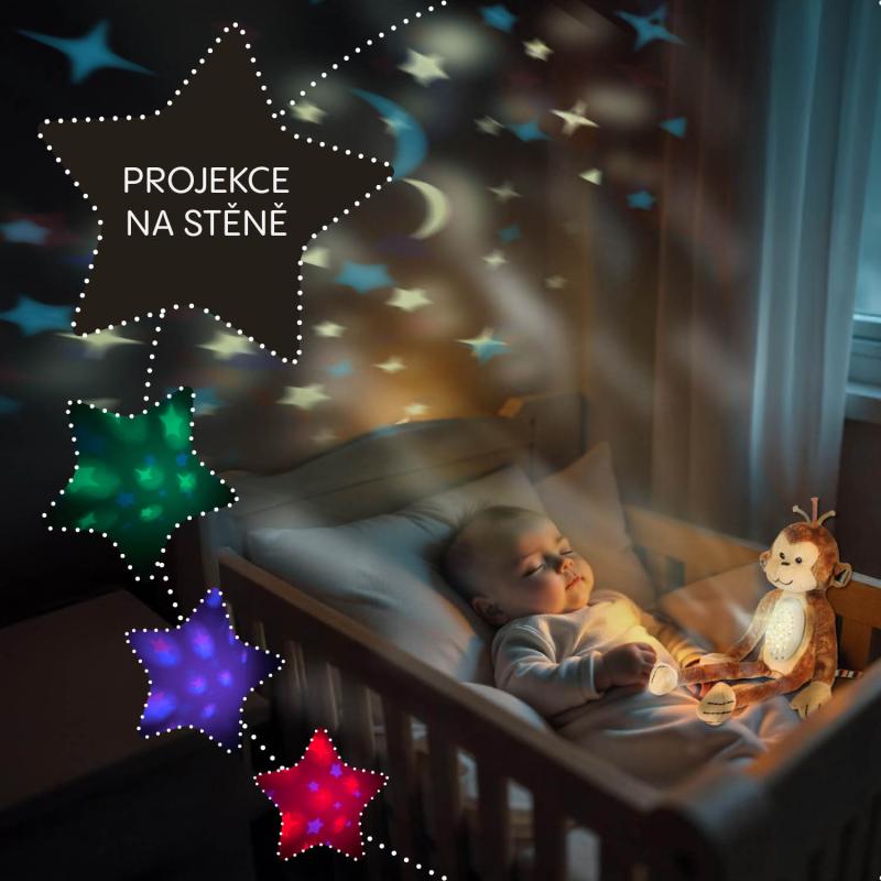 Plyšový detský spáč s projektorom a melódiami, Monkey 6