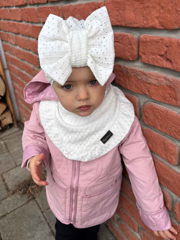 Detská čiapka / Turban s Mašľou, madeira BIELA 4