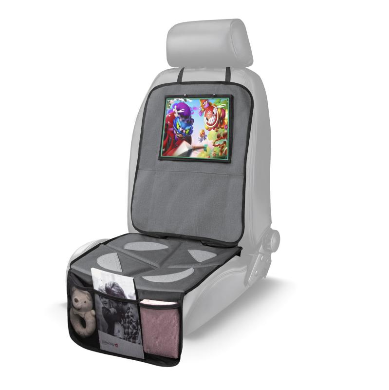 Ochrana sedadlá pod autosedačku s vreckom na tablet umývateľný, Grey