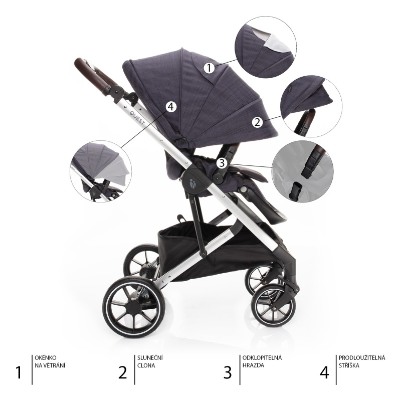 Set kočík Quest+ korba+ adaptéry+ autosedačka, Midnight Navy/Silver 1