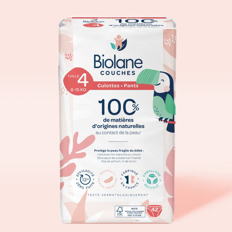 BIOLANE Ekologické plienkové nohavičky 4 (8-15 kg), 42 ks
