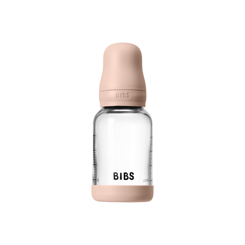 BIBS Antikoliková sklenená fľaša so silikónovým cumlíkom 120ml, Blush 1