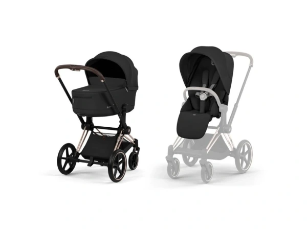 Kočík Cybex Priam Comfort 2026, rám Rose Gold - SEPIA BLACK