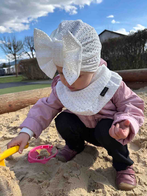 Detská čiapka / Turban s Mašľou, madeira BIELA 5