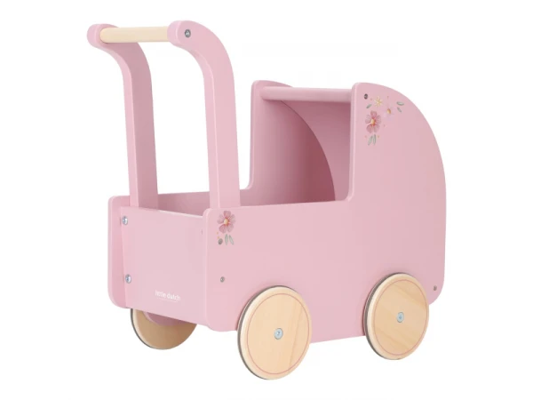 Kočík pre bábiky drevený s perinkou Pink 5