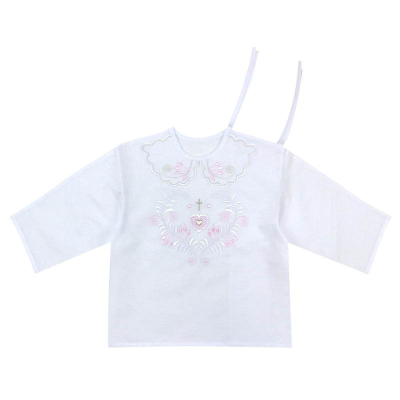 RICHELIEU Košieľka na krst Folk ržová bavlna veľ. 56