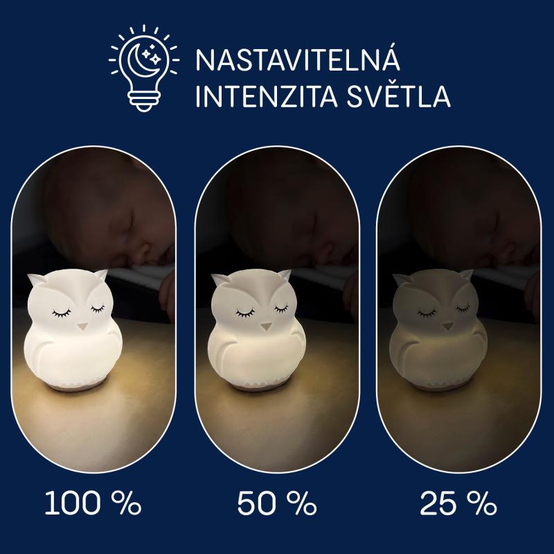 Silikónová nočná LED lampička s hudbou veľkosti L, Owl 3