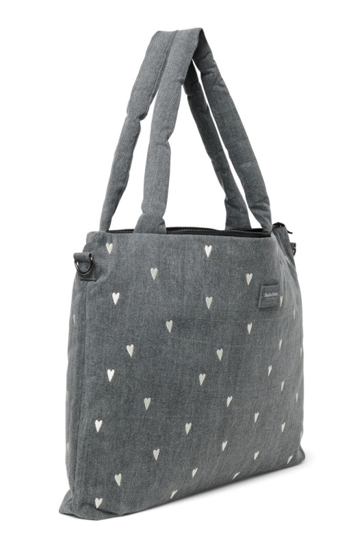 STUDIO NOOS - Denim DIAPER BAG - přebalovací taška | Grey Hearts 1