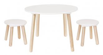 JABADABADO Detský stôl a 2 stoličky biely