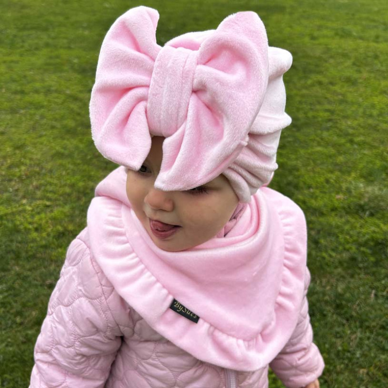 Detský nákrčník velvet BABY PINK 3