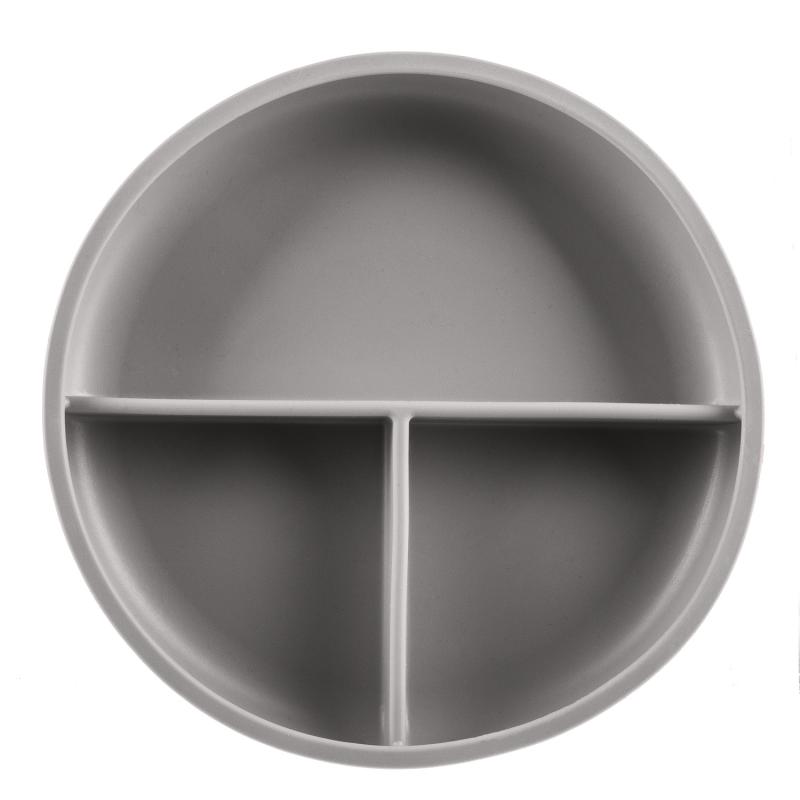 Silikónový delený tanier s prísavkou, Dove Grey