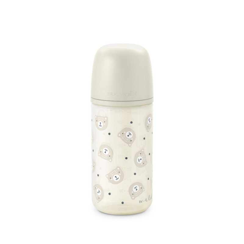 SUAVINEX | Fľaša sklo WILD & FREE 240 ml fyziologická SX PRO +0 SF - krémová