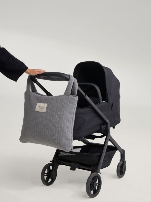 STUDIO NOOS - Flannel Chalkstripe MOM BAG | Light Grey 7