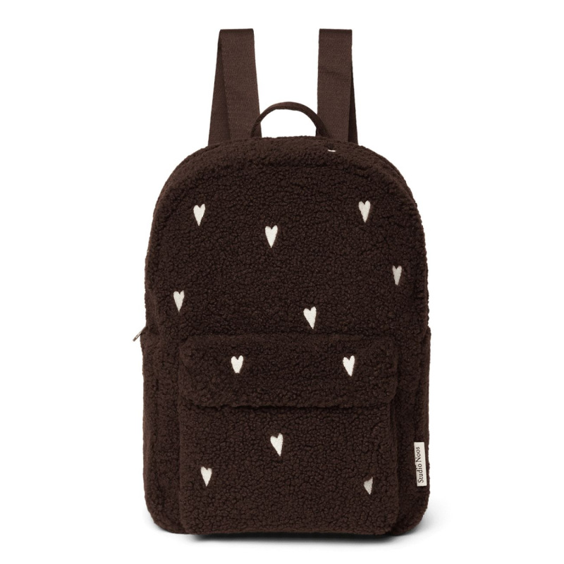 STUDIO NOOS - Teddy Midi BACKPACK - batôžtek s predným vreckom | Chocolate Hearts