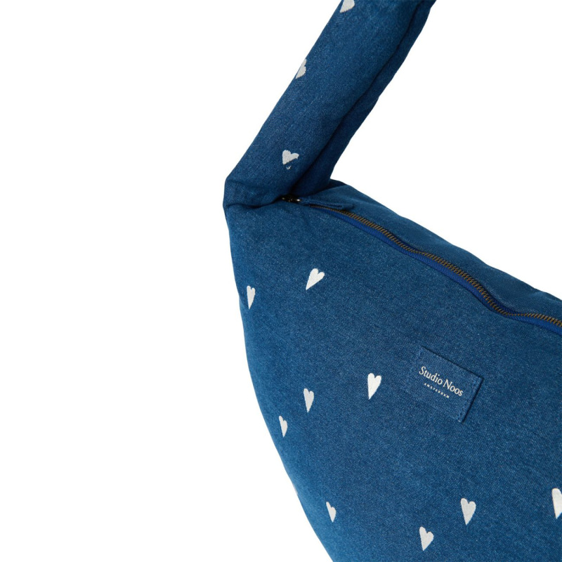 STUDIO NOOS - Denim Cross Body bag | Hearts Dark Blue White Hearts 3