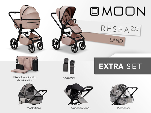 Moon Resea 2.0 EXTRA SET Sand – ľahký kombinovaný kočík + držiak na nápoj ako DARČEK