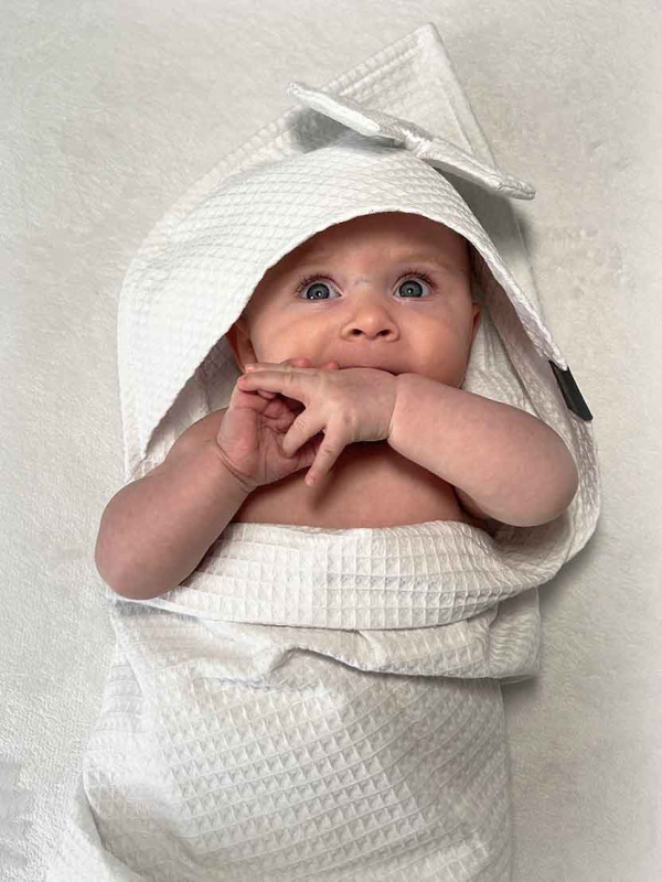 Detská osuška Wafle BIELA S MAŠLIČKOU 2