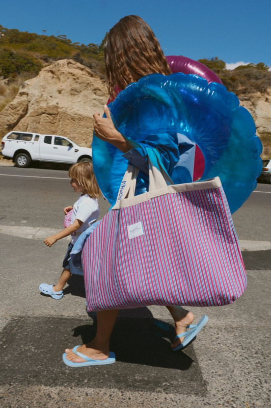 STUDIO NOOS - Poplin BEACH BAG - plážová taška| Rasberry Striped 5