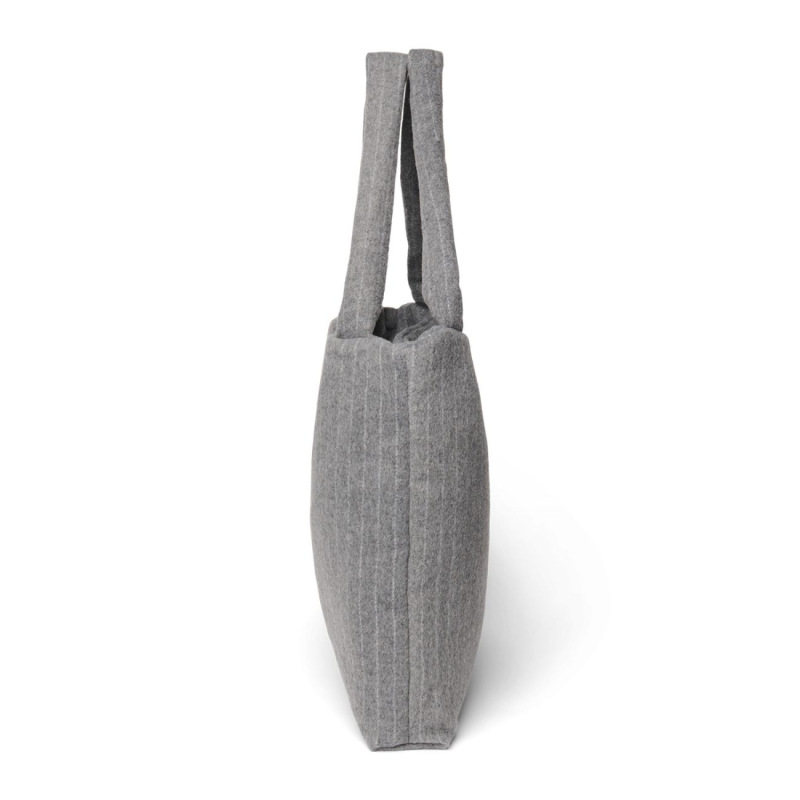STUDIO NOOS - Flannel Chalkstripe MOM BAG | Light Grey 2