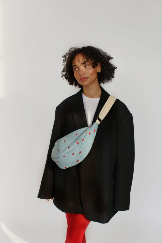 STUDIO NOOS - Denim Adult FANNY kabelka | Blue Hearts 1