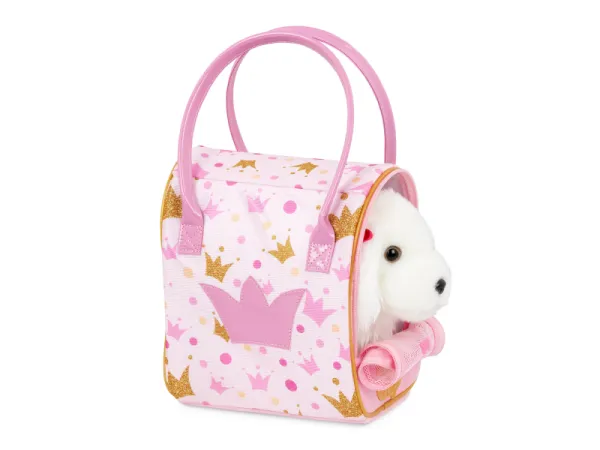 Psík biely v taške Pink Crown Glam Bag 3