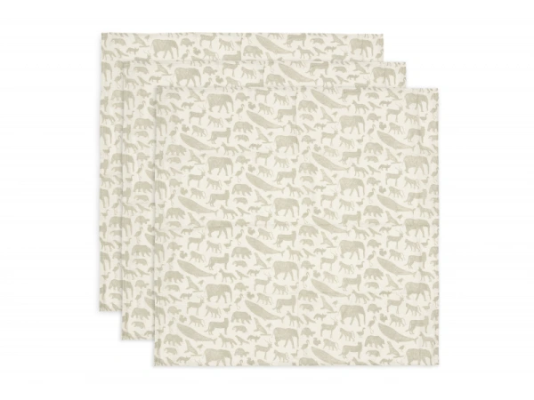 Plienky 3 ks 70x70 cm Animals Olive Green