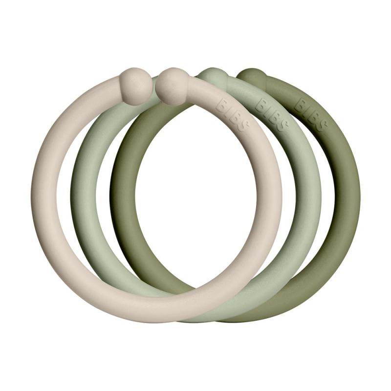 BIBS Krúžky Loops 12ks, farba Vanilla/Sage/Olive