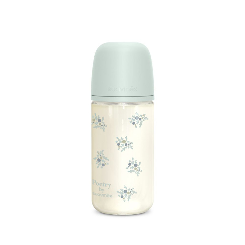 SUAVINEX | Fľaša sklo POETRY 240 ml fyziologická SX PRO +3 MF - modrá