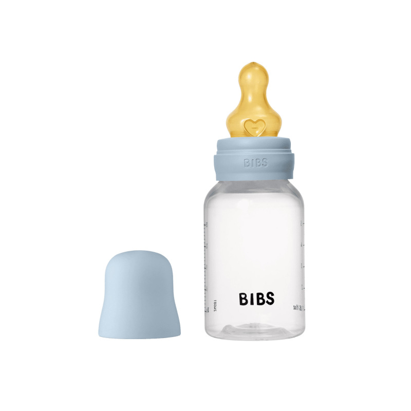 BIBS Antikoliková fľaša s kaučukovým cumlíkom 150ml, Baby Blue