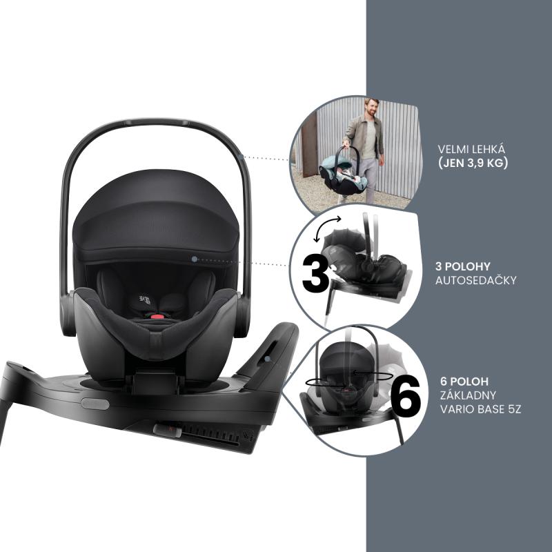 Set kočárek Smile 5Z + hluboká korba + autosedačka Baby-Safe PRO + Vario Base 5Z Classic, Space Blac