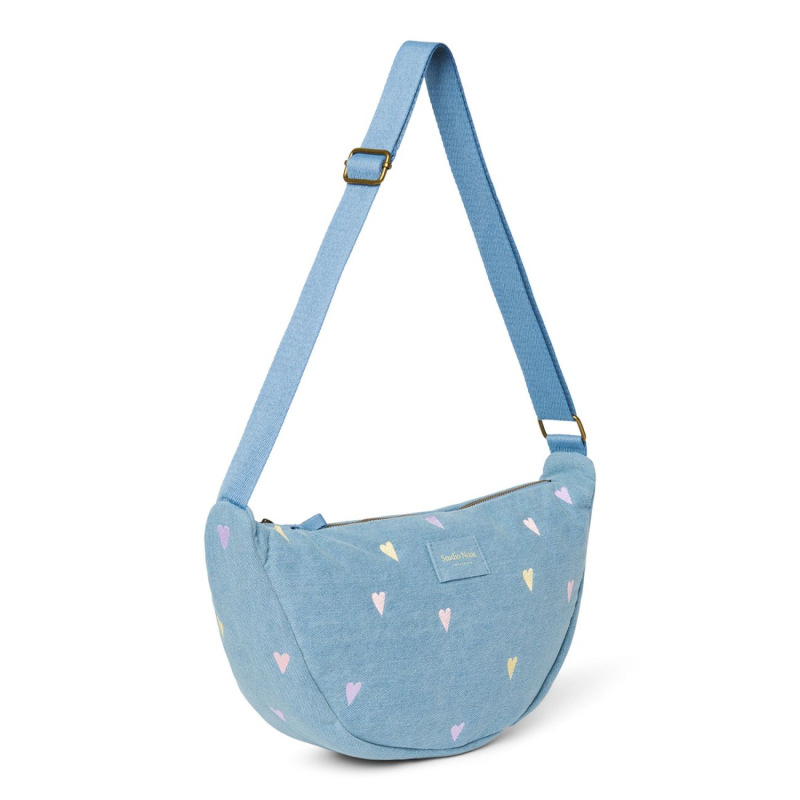 STUDIO NOOS - Denim Adult FANNY kabelka | Hearts Light Blue Hearts 1