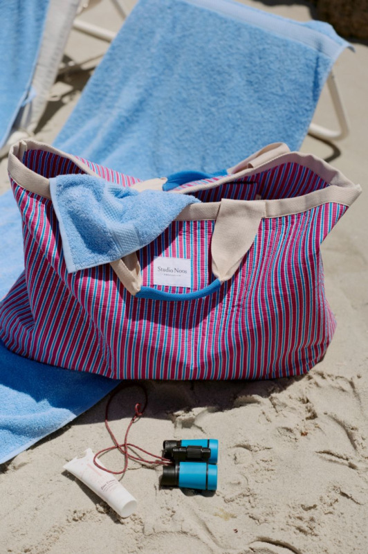 STUDIO NOOS - Poplin BEACH BAG - plážová taška| Rasberry Striped 4