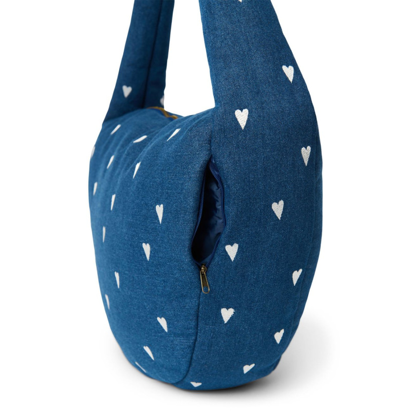 STUDIO NOOS - Denim Cross Body bag | Hearts Dark Blue White Hearts 4