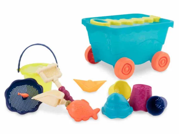 Vozík s hračkami na piesok modrý