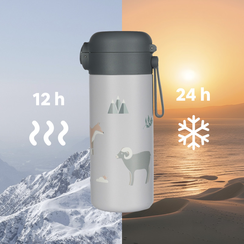 Termoska na tekutiny s brčkem a silikonovým držákem 350 ml, Pistacio green 2