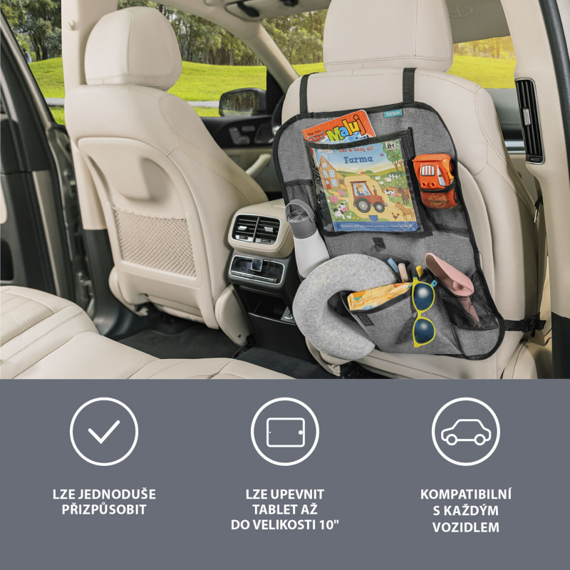 Organizér na sedadlo + vrecko na tablet, Grey 1