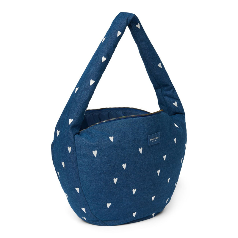 STUDIO NOOS - Denim Cross Body bag | Hearts Dark Blue White Hearts 1