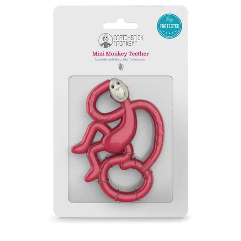 MATCHSTICK MONKEY Mini Hryzátko s antimikrobiálnym povrchom Biocote, rubínová 3