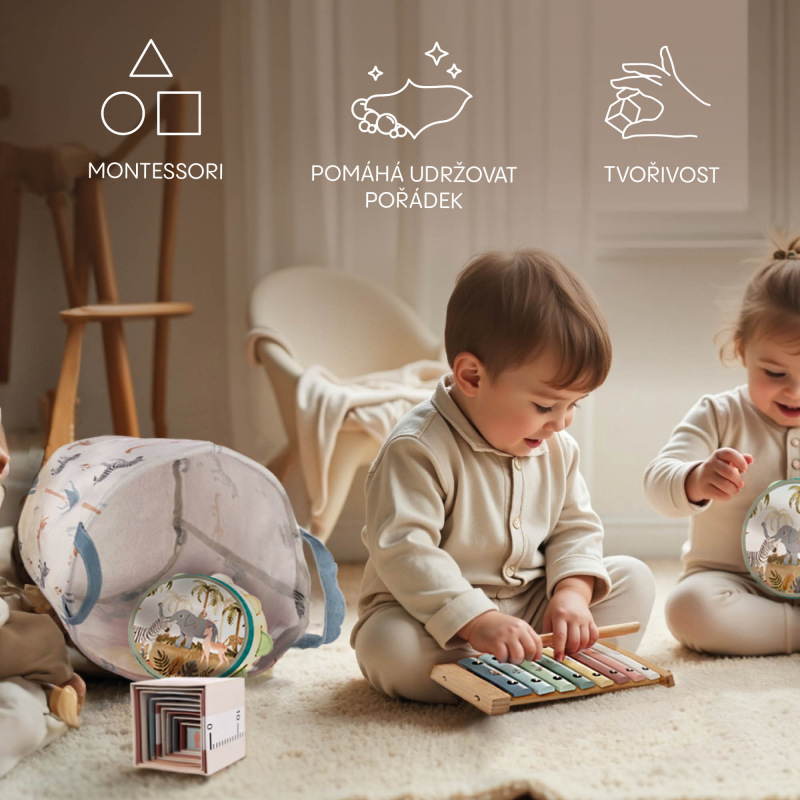 Detský kôš na hračky bavlna veľký 1