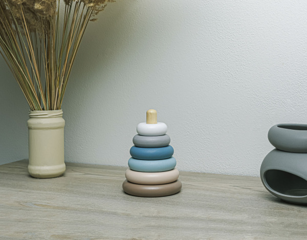 Dřevěné nasazovací kroužky, Blue 5