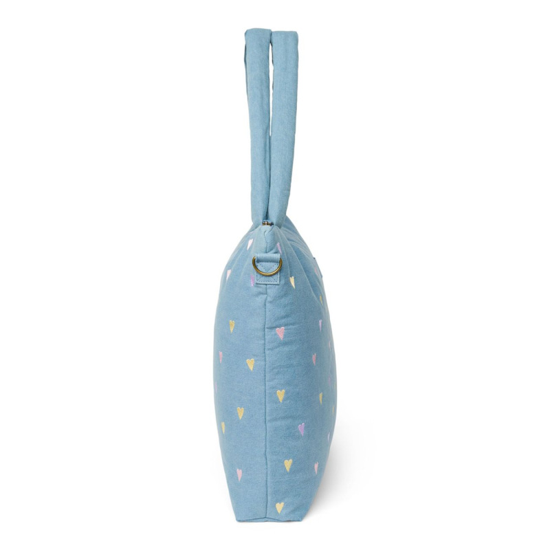 STUDIO NOOS - Denim DIAPER BAG - prebaľovacia taška | Hearts Light Blue Hearts 2
