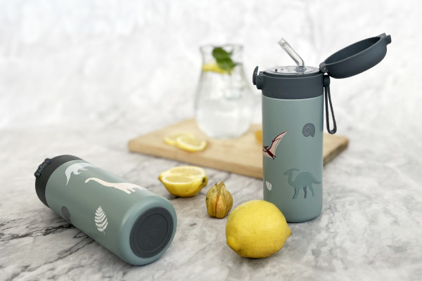 Termoska na tekutiny s brčkem a silikonovým držákem 350 ml, Pistacio green 7