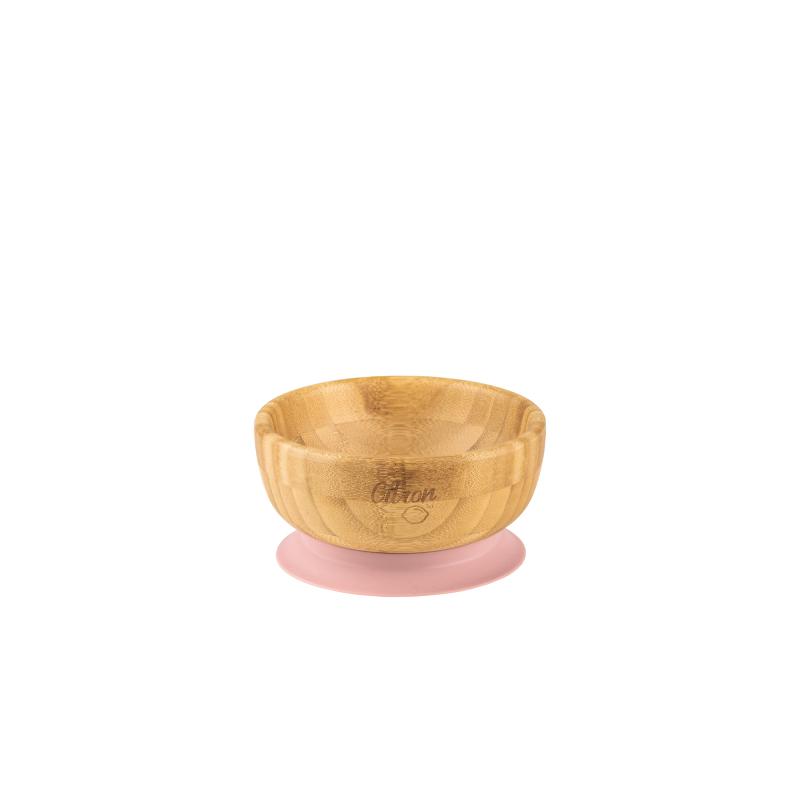 Citron Bambusová miska s prísavkou - Blush Pink