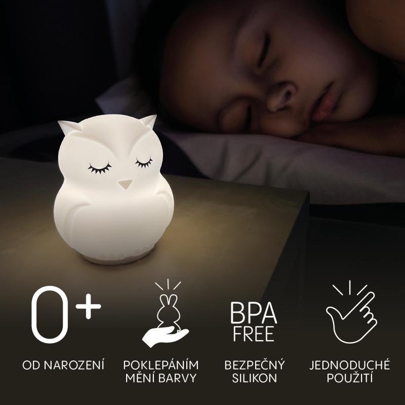 Silikónová nočná LED lampa veľkosť M, Owl 7