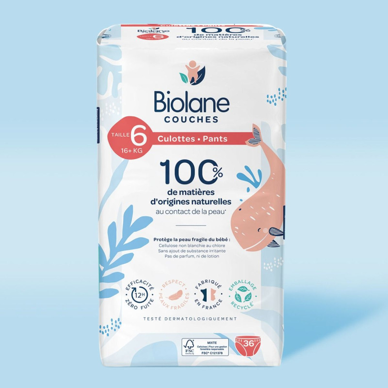 BIOLANE Ekologické plienkové nohavičky 6 (16 a viac kg), 36 ks